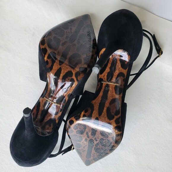 DOLCE & GABBANA NWT BELLUCCI Black Suede Strappy Stilettos 38.5 US 8.5 - Picture 14 of 15